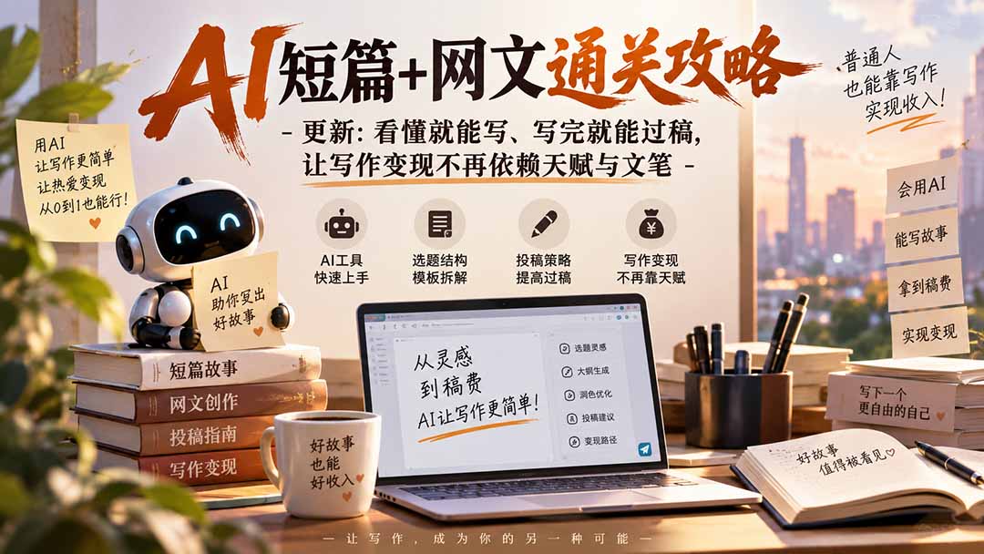 AI短篇+网文通关攻略-更新0921：看懂就能写、写完就能过稿，让写作变现不再依赖天赋与文笔-副业网
