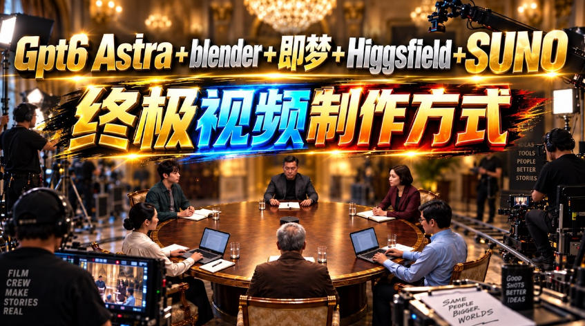 GPT-6 Astra+Blender+即梦+Higgsfield+Suno=终极视频制作方式！-副业网