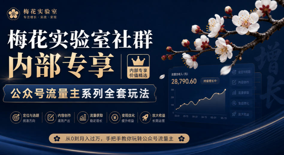 梅花实验室社群内部专享-公众号流量主系列全套玩法-副业网