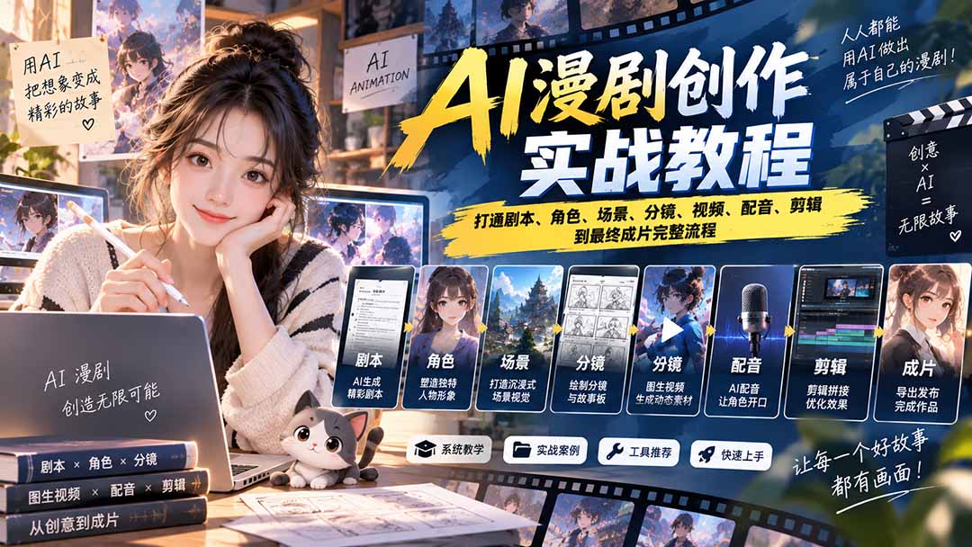 图片[2]-2026 AI漫剧创作实战教程：打通剧本、角色、场景、分镜、视频、配音、剪辑到最终成片完整流程-副业网