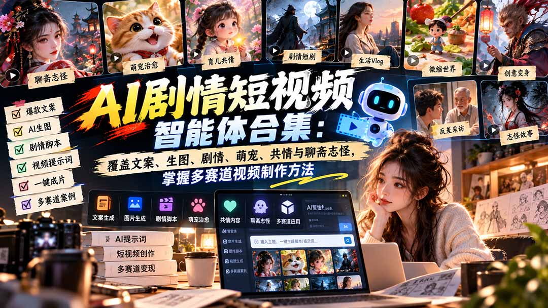 图片[2]-【无水印】AI剧情短视频智能体合集：覆盖文案、生图、剧情、萌宠、共情与聊斋志怪，掌握多赛道视频制作方法-副业网