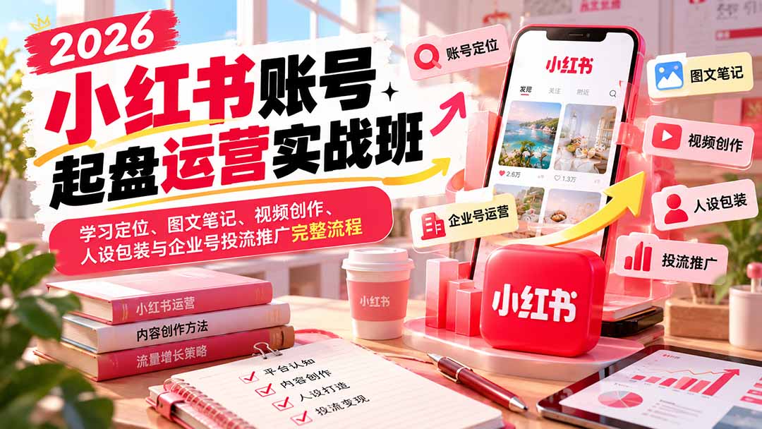 图片[2]-2026小红书账号起盘运营实战班：学习定位、图文笔记、视频创作、人设包装与企业号投流推广完整流程-副业网
