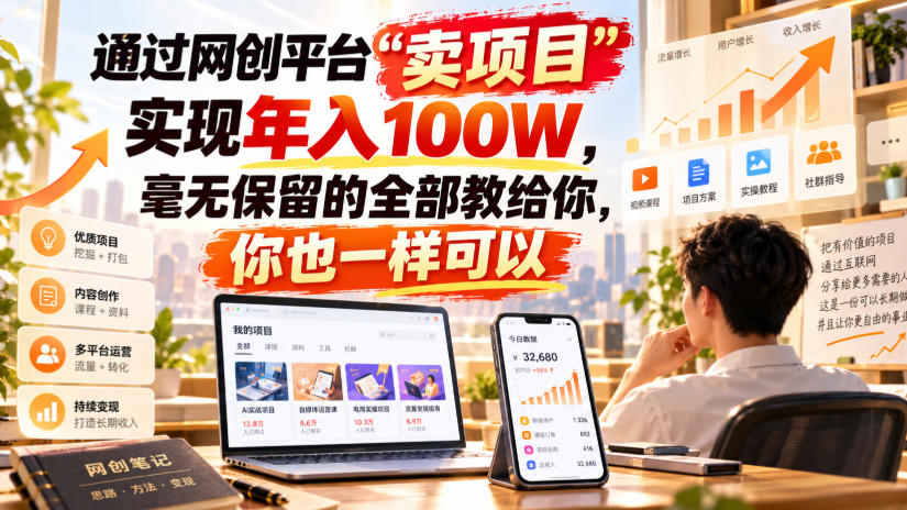 通过网创平台“卖项目”实现年入100W，毫无保留的全部教给你，你也一样可以！【揭秘】-副业网