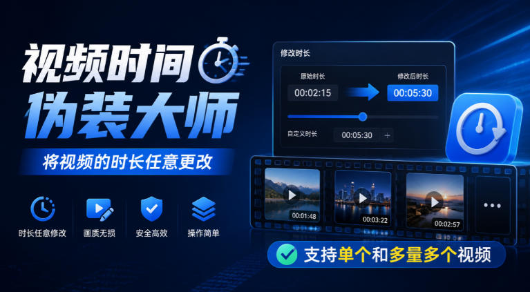 视频时间伪装大师，将视频的时长任意更改，支持单个和多量多个视频-副业网