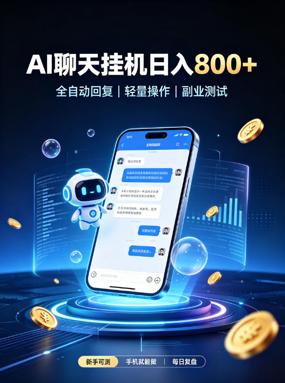 AI聊天挂G项目，日入800➕，全自动操作，适用个人副业，支持工作室矩阵操作【揭秘】-副业网