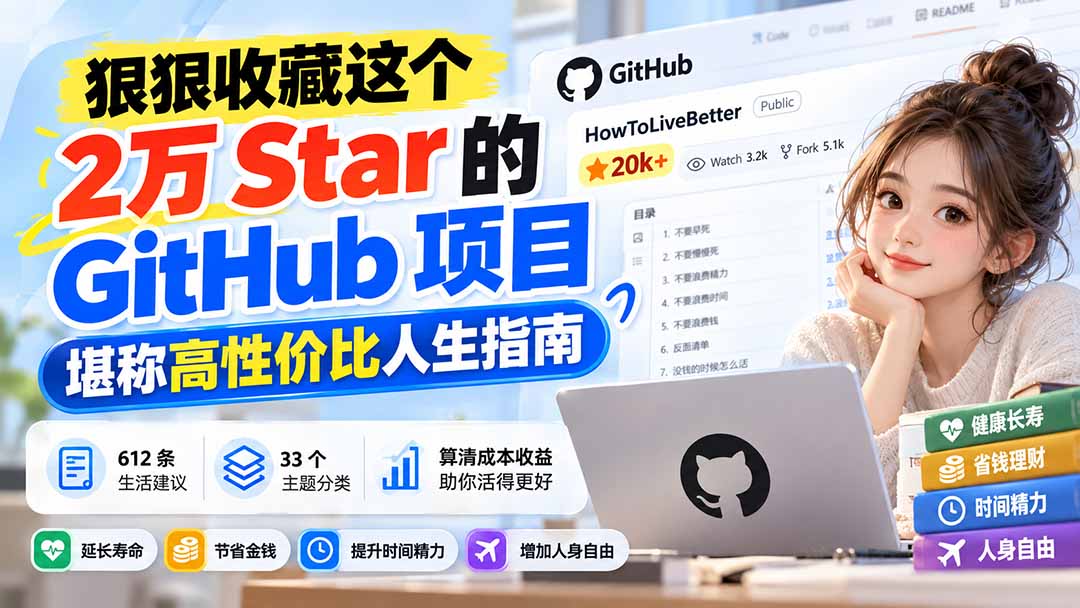 狠狠收藏这个 2 万 Star 的 GitHub 项目，堪称高性价比人生指南。-副业网