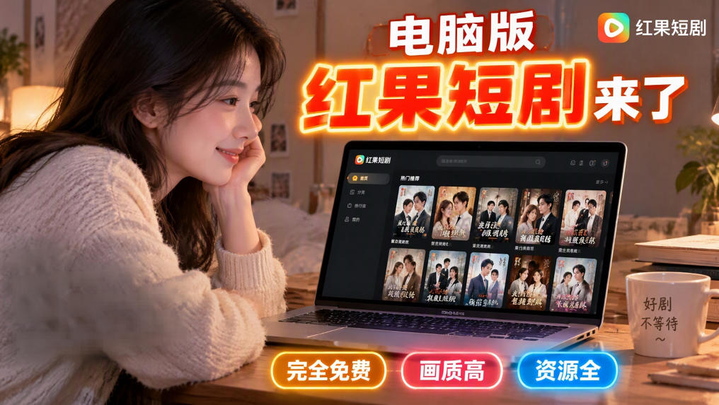 手机看短剧费眼？电脑版红果短剧来了，完全免费、画质高、资源全-副业网