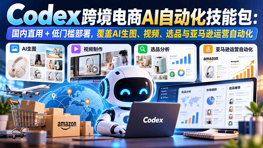 图片[2]-【无水印】Codex跨境电商AI自动化技能包：国内直用+低门槛部署，覆盖AI生图、视频、选品与亚马逊运营自动化-副业网