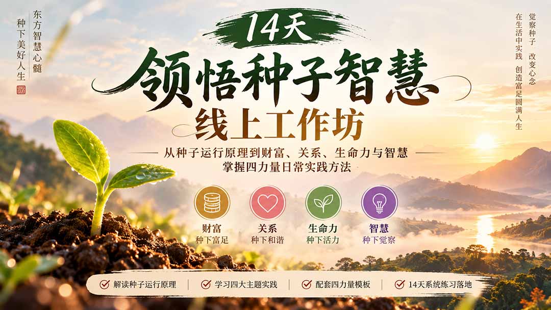 图片[2]-14天领悟种子智慧线上工作坊｜从种子运行原理到财富、关系、生命力与智慧，掌握四力量日常实践方法-副业网