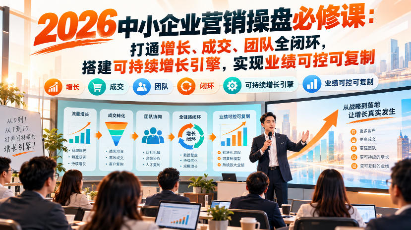 2026中小企业营销操盘必修课：打通增长、成交、团队全闭环，搭建可持续增长引擎，实现业绩可控可复制-副业网