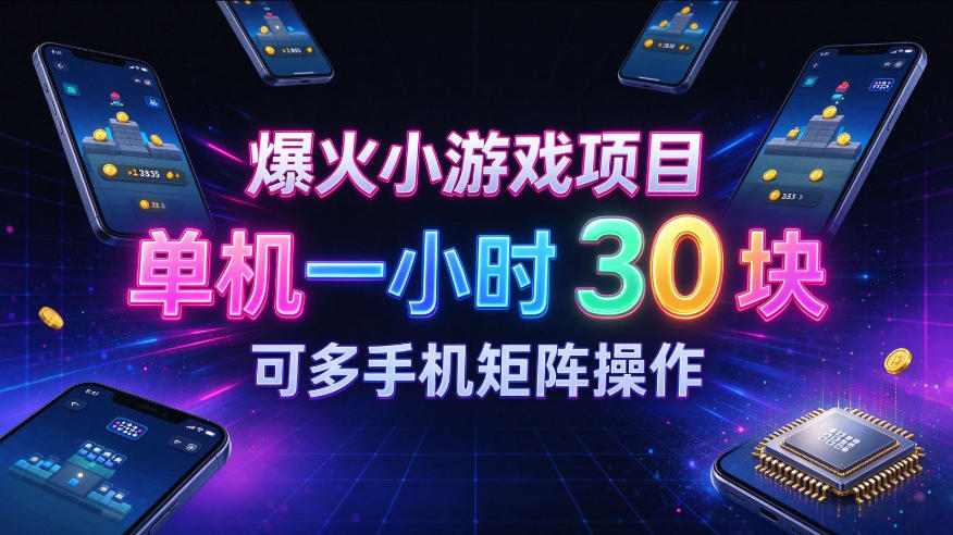 爆火小游戏撸金项目，实测单机一小时30+，可多手机矩阵操作，新手看完一遍就能上手【揭秘】-副业网