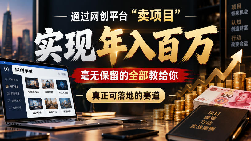 通过网创平台“卖项目”实现年入100w，毫无保留的全部教给你，真正可落地的赛道【揭秘】-副业网