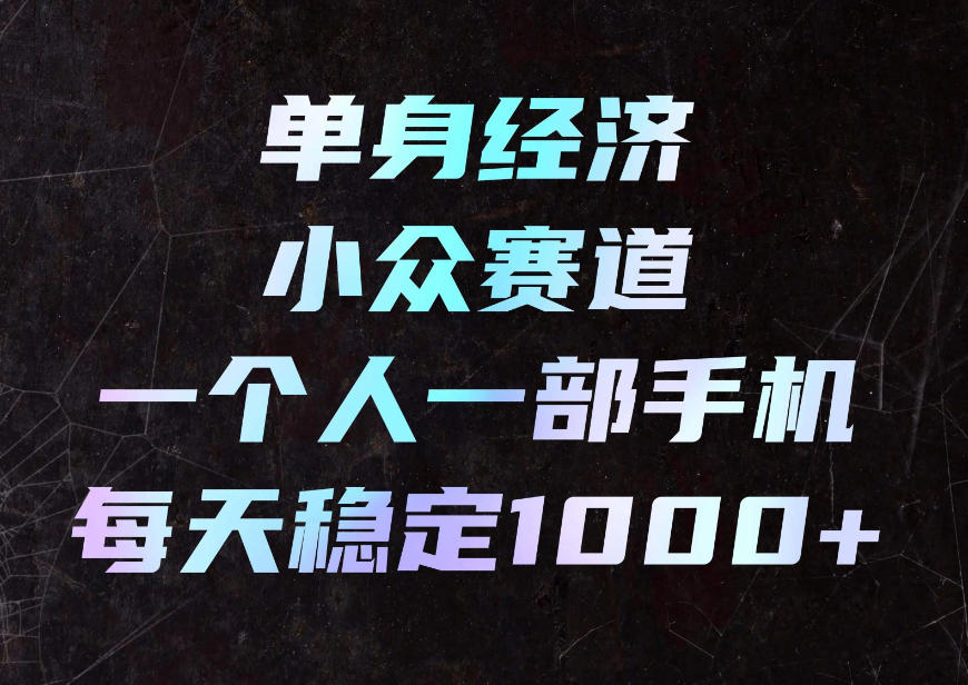 单身经济小众赛道，一个人一部手机，每天稳定1000+，利用下班碎片时间即可【揭秘】-副业网