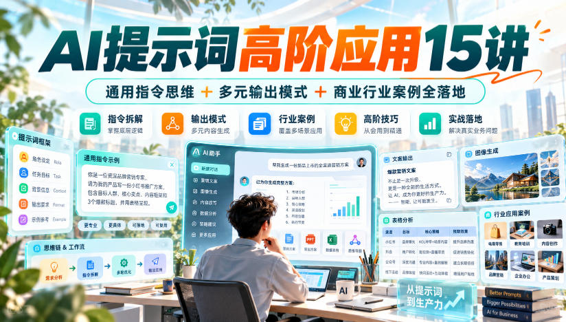 AI提示词高阶应用15讲｜通用指令思维+多元输出模式+商业行业案例全落地-副业网