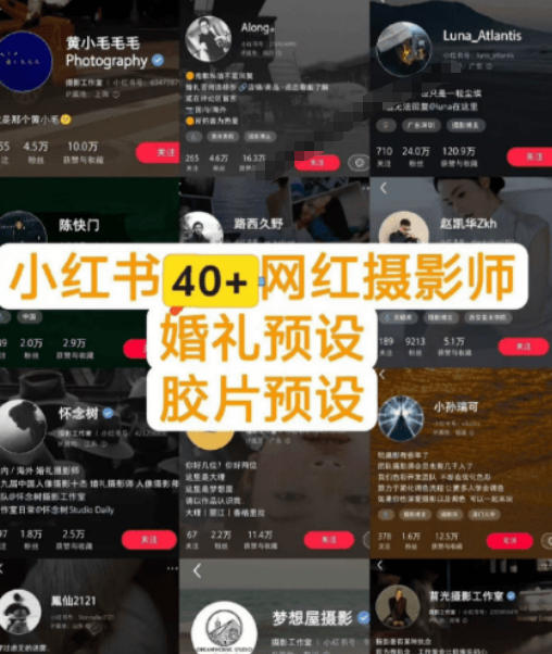 图片[2]-独家高质量调色素材合集！精选小红书40+多位网红婚礼/人像/风光摄影师的预设，按姓名整理，建议收藏！-副业网