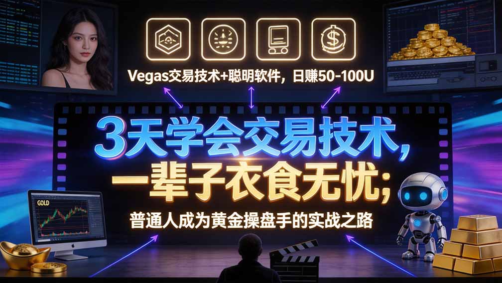 “顺势而为交易系统”3天学会交易技术，聪明软件辅助，小白也能看懂趋势交易，日入30-100U,长期稳定-副业网
