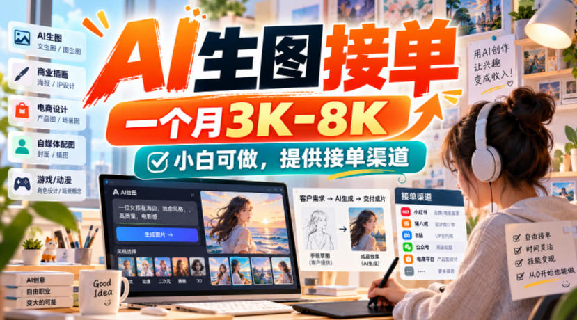 AI生图接单，一个月3K-8K，小白可做，提供接单渠道-副业网