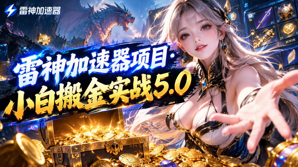 雷神加速器项目·小白搬金实战5.0，抖音W播100-150r，小白入局一天也能几十r-副业网