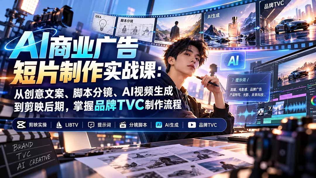 图片[2]-AI商业广告短片制作实战课：从创意文案、脚本分镜、AI视频生成到剪映后期，掌握品牌TVC制作流程-副业网
