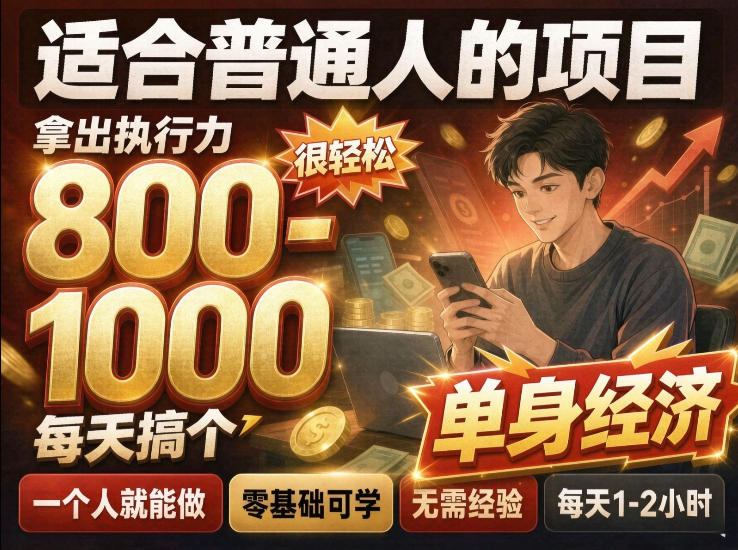 单身交友社群，普通人拿出执行力一个人每天搞个800-1k很轻松，普通人随时入局，无需经验【揭秘】-副业网
