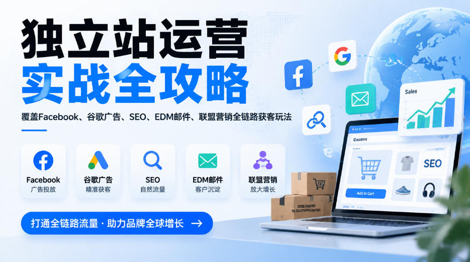 独立站运营实战全攻略，覆盖Facebook、谷歌广告、SEO、EDM邮件、联盟营销全链路获客玩法(更新2026)-副业网