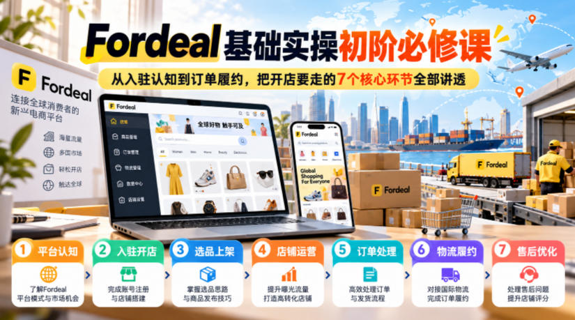Fordeal基础实操初阶必修课，从入驻认知到订单履约，把开店要走的7个核心环节全部讲透-副业网