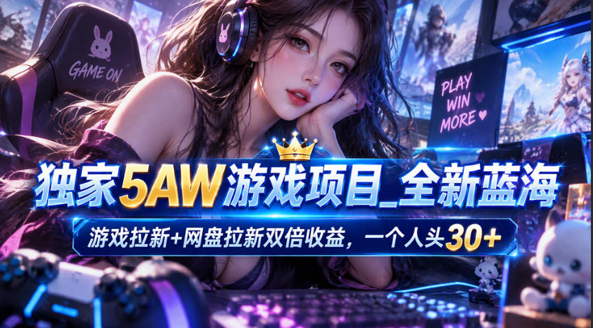 独家5AW游戏蓝海项目_游戏拉新+网盘拉新双倍收益，拉新一个30米-副业网