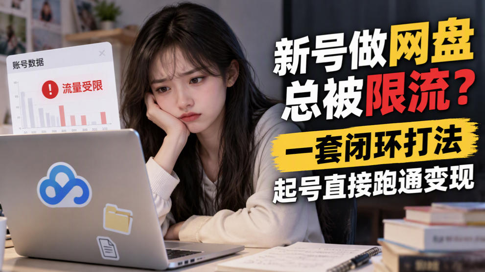 新号做网盘总被限流？一套闭环打法，起号直接跑通变现-副业网