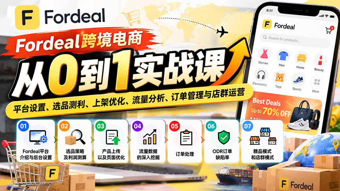 图片[2]-Fordeal跨境电商从0到1实战课：平台设置、选品测利、上架优化、流量分析、订单管理与店群运营-副业网