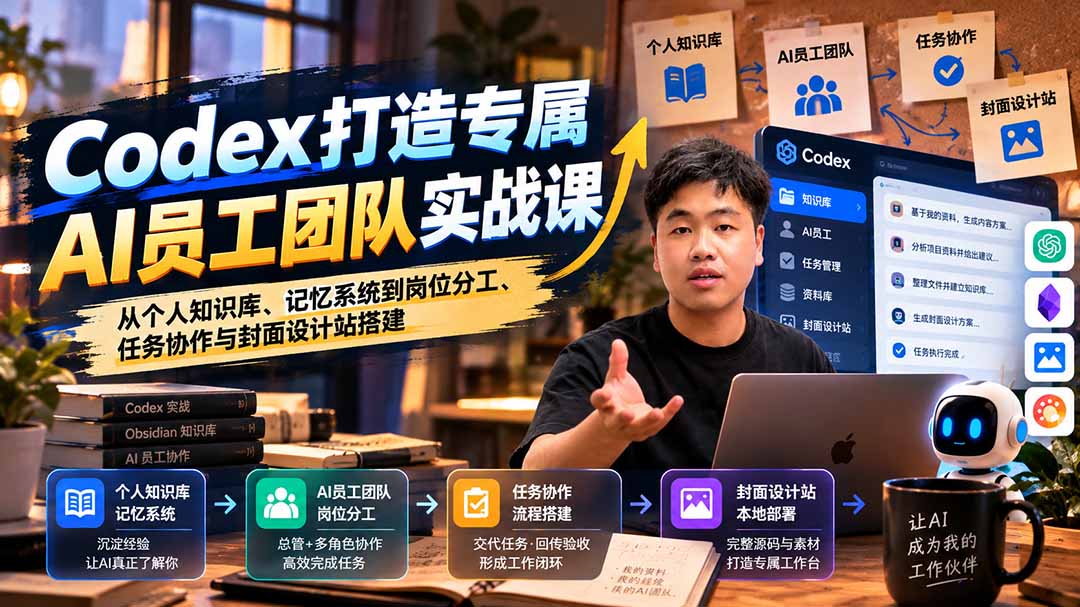 图片[2]-【无水印】Codex打造专属AI员工团队实战课：从个人知识库、记忆系统到岗位分工、任务协作与封面设计站搭建-副业网
