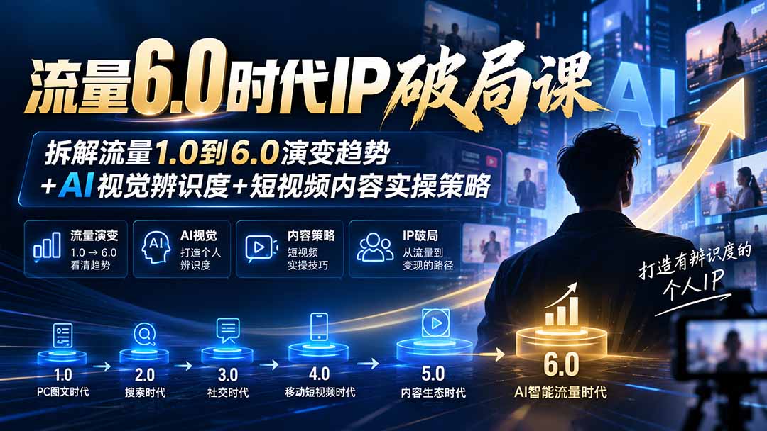 图片[2]-流量6.0时代IP破局课-更新：拆解流量1.0到6.0演变趋势+AI视觉辨识度+短视频内容实操策略-副业网