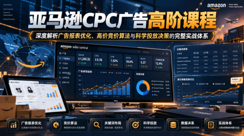 亚马逊CPC广告高阶课程，深度解析广告报表优化、高价竞价算法与科学投放决策的完整实战体系-副业网
