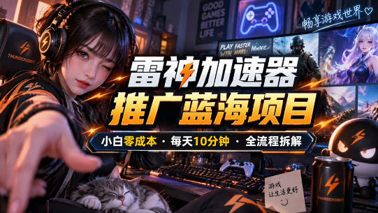 雷神加速器推广5.0实操教程：口令图文玩法全流程拆解(零成本·每天10分钟)-副业网