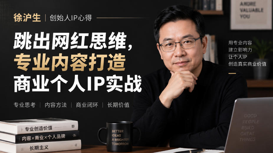 徐沪生创始人IP心得｜跳出网红思维，专业内容打造商业个人IP实战【文档】-副业网