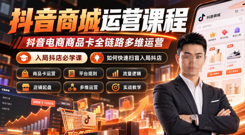 抖音商城运营课程，抖音电商商品卡全链路多维运营，入局抖店必学课， 如何快速扫盲入局抖店(更新1017)-副业网