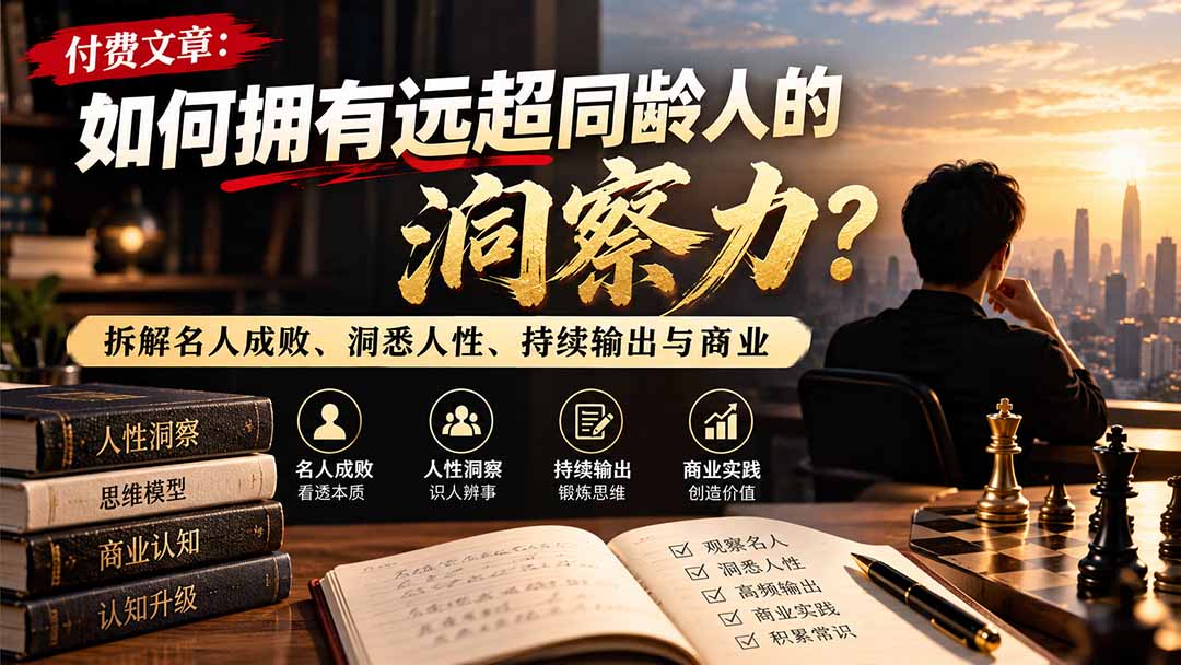 付费文章：如何拥有远超同龄人的洞察力？拆解名人成败、洞悉人性、持续输出与商业实践-副业网