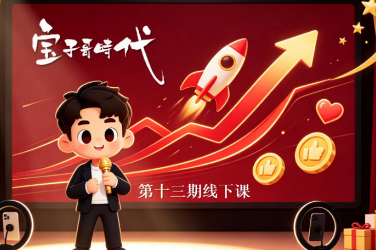宝子哥抖音直播第13期VIP线下课9月5-6日，26年最值得看的直播课程，快速突破直播间流量瓶颈，打造高效起号闭环-副业网