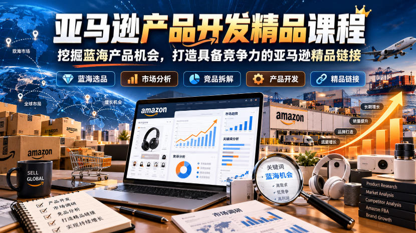 亚马逊产品开发精品课程,挖掘蓝海产品机会,打造具备竞争力的亚马逊精品链接-副业网