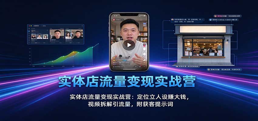 实体店流量变现实战营:定位立人设赚大钱,视频拆解引流量,附获客提示词-副业网