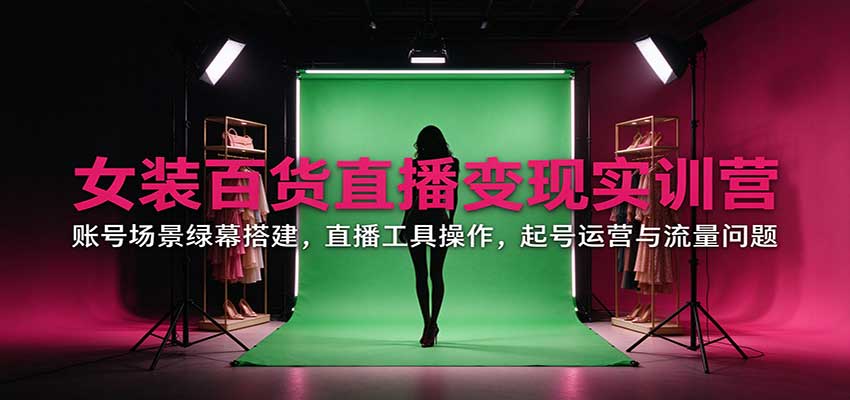 女装百货直播变现实训营:账号场景绿幕搭建,直播工具操作,起号运营与流量问题-副业网
