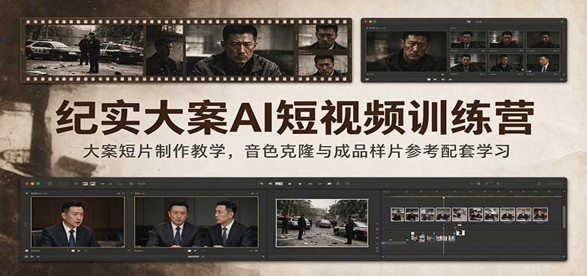 纪实大案AI短视频训练营：大案短片制作教学，音色克隆与成品样片参考配套学习-副业网