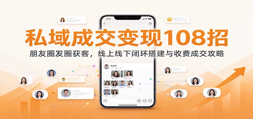 私域成交变现108招：朋友圈发圈获客，线上线下闭环搭建与收费成交攻略-副业网