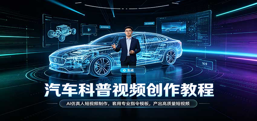 汽车科普视频创作教程:AI仿真人短视频制作,套用专业指令模板,产出高质量短视频-副业网