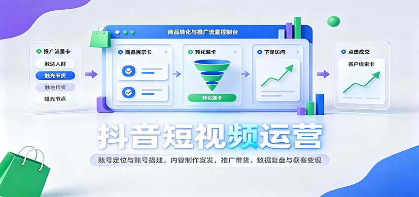 抖音短视频运营:账号定位与账号搭建,内容制作宣发,推广带货、数据复盘与获客变现-副业网