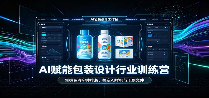 AI赋能包装设计行业训练营：掌握色彩字体排版，搞定AI样机与印刷文件-副业网