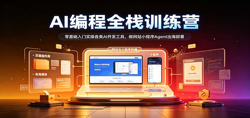 AI编程全栈训练营：：零基础入门实操各类AI开发工具，做网站小程序Agent出海部署-副业网