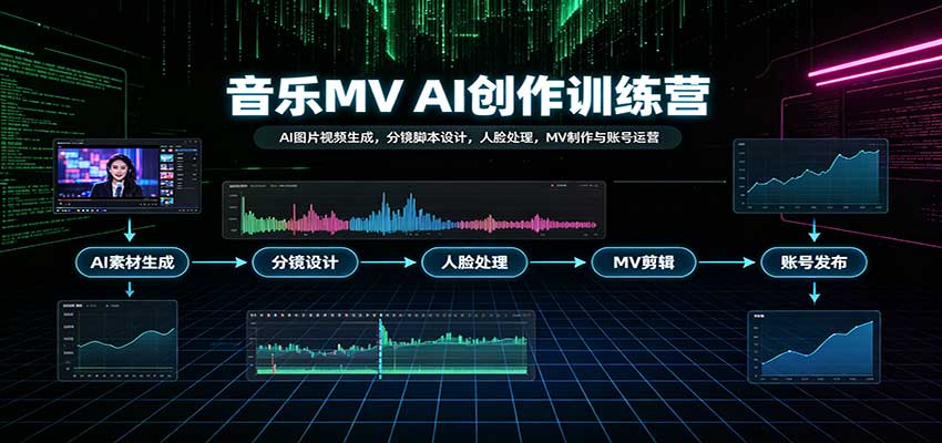 音乐MV AI创作训练营：AI图片视频生成，分镜脚本设计，人脸处理，MV制作与账号运营-副业网