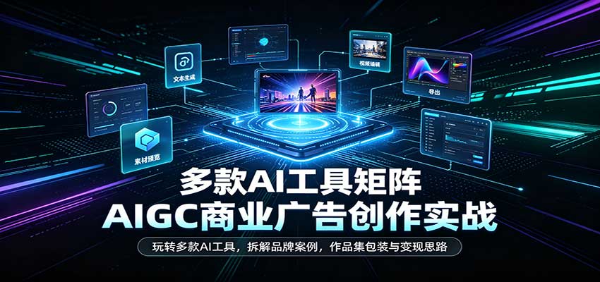 AIGC商业广告创作实战：玩转多款AI工具，拆解品牌案例，作品集包装与变现思路-副业网