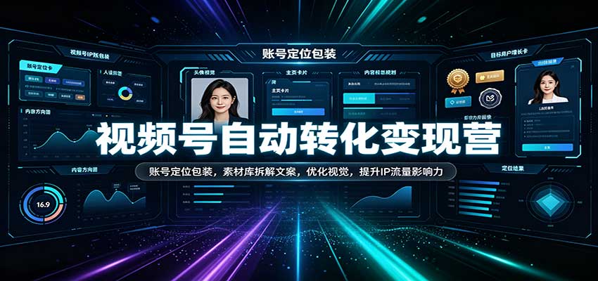 视频号自动转化变现营：账号定位包装，素材库拆解文案，优化视觉，提升IP流量影响力-副业网