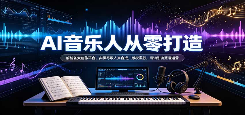 AI音乐人从零打造：解析各大创作平台，实操写歌人声合成，版权发行，写词引流账号运营-副业网